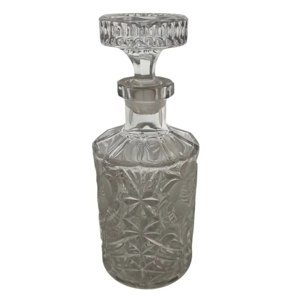 Vintage Etched Glass Daisy Flower Decanter *Read*